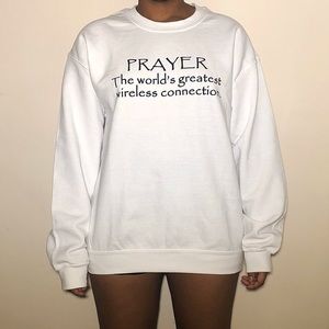 All white crew neck sweatshirt
